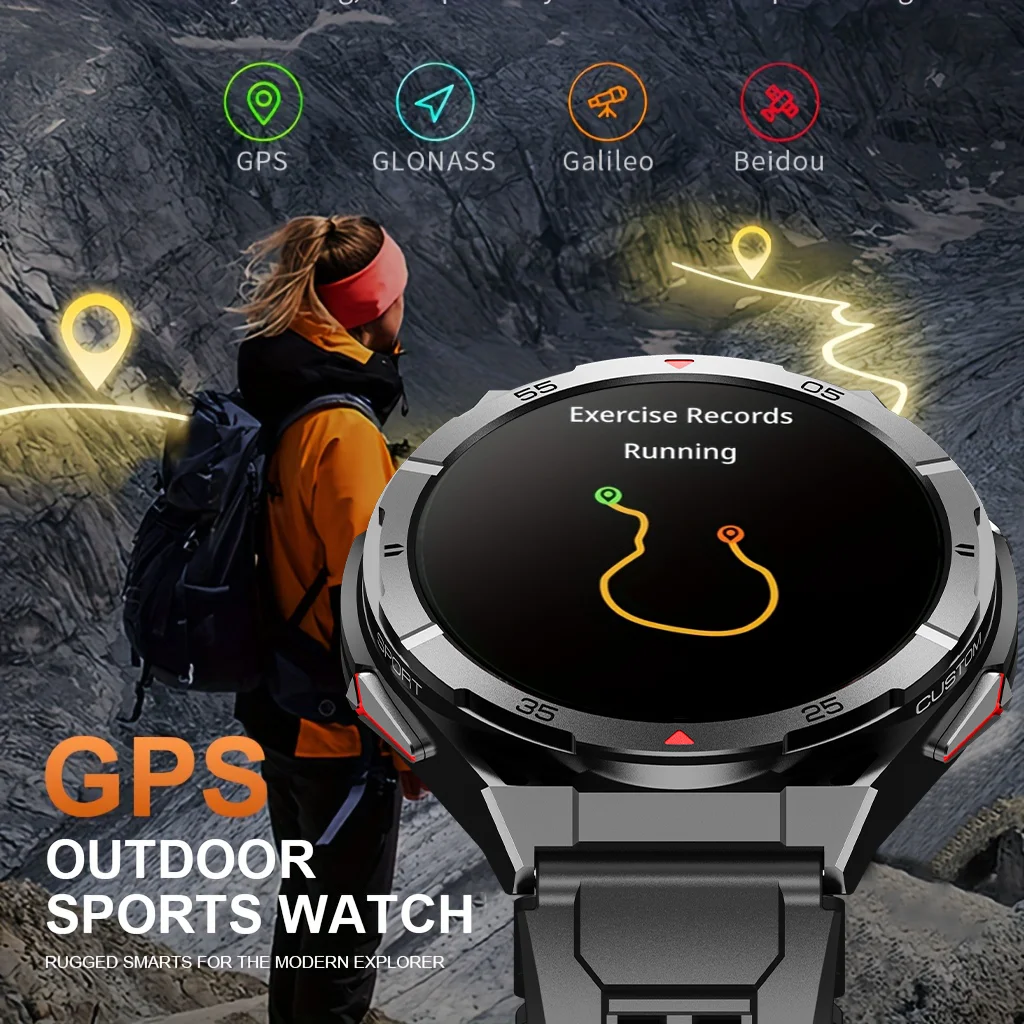 2025 新しいデュアルバンド GPS スポーツスマートウォッチメンズコンパス 430mAh 大バッテリー 5ATM プロフェッショナル防水水泳スマートウォッチ