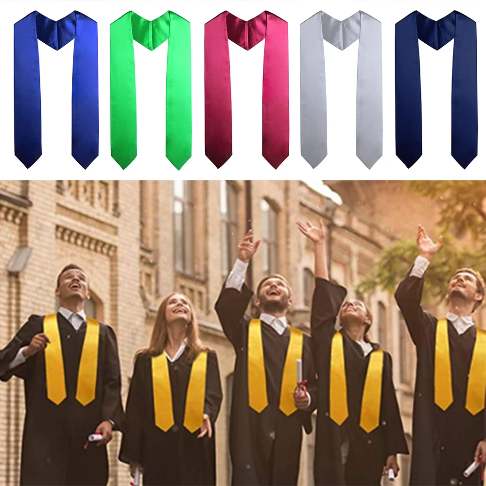 Celebration Photo Props Unisex Adult Academic Dress Graduation Robes Black Sashes Graduation Stole Sash