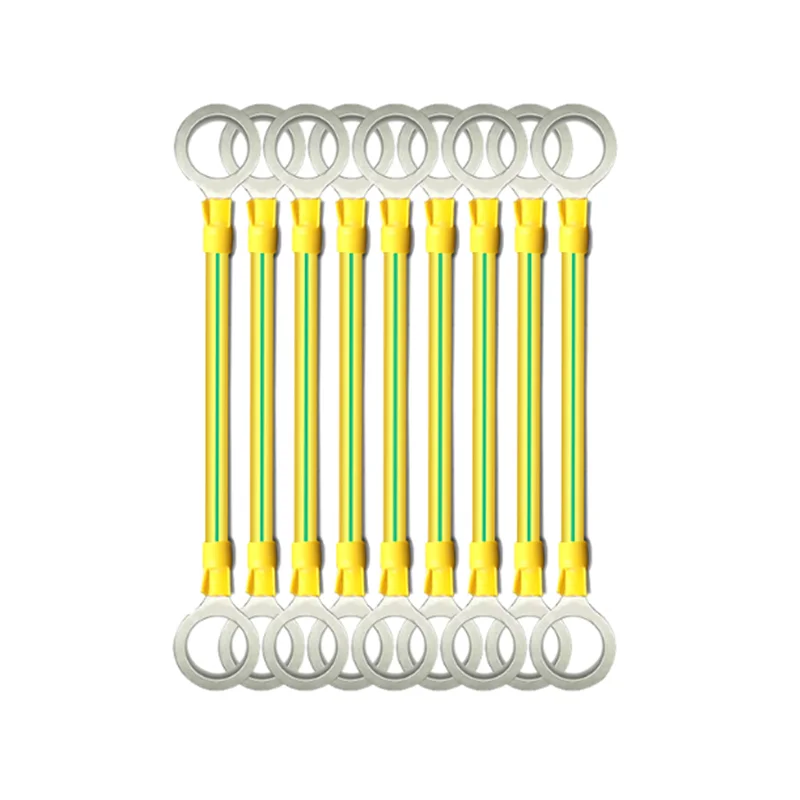 

10Pcs BVR Solar Photovoltaic Ground Wire With Terminal 10 AWG Earth Wire Hole 8mm Yellow-Green Flexible Copper Earth Cable