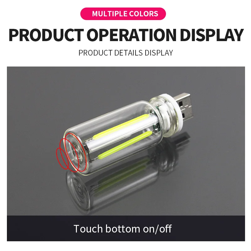 اللمس يعتم USB LED خيوط الزجاج لمبة 5 فولت الرجعية اديسون لمبة 0.3 واط ليلة ضوء سيارة الديكور المتوهجة حماية العين الخفيفة