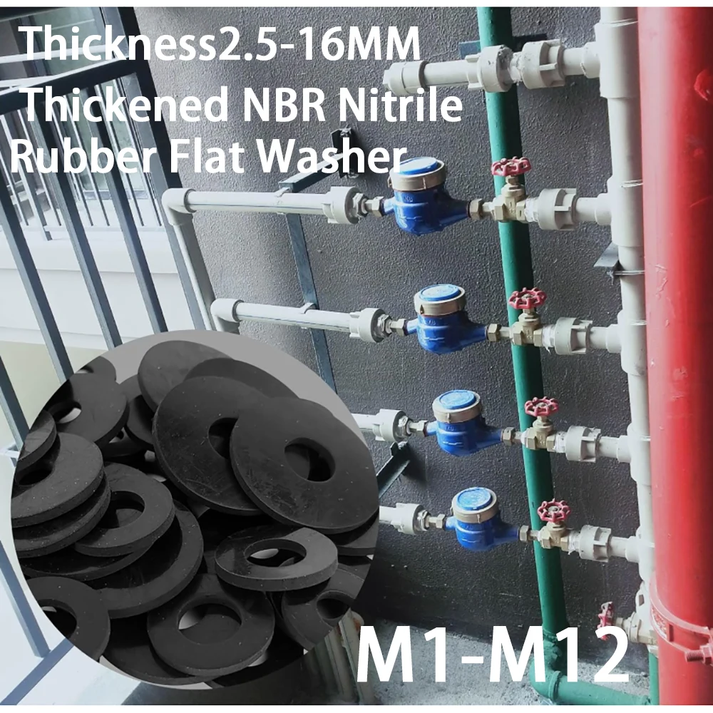 10pcs Thickened NBR Nitrile Rubber Flat Washer Shock Absorbing Spacer Seal Gasket Oil Heat High Pressure Resistant Screw Buffer