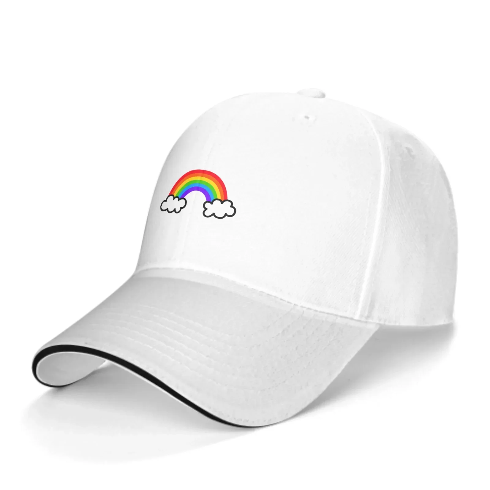 Rainbow cloudsAdjustable Women Men Back Closure CapsWashed Sandwich Caps Sports Outdoor Baseball Hat