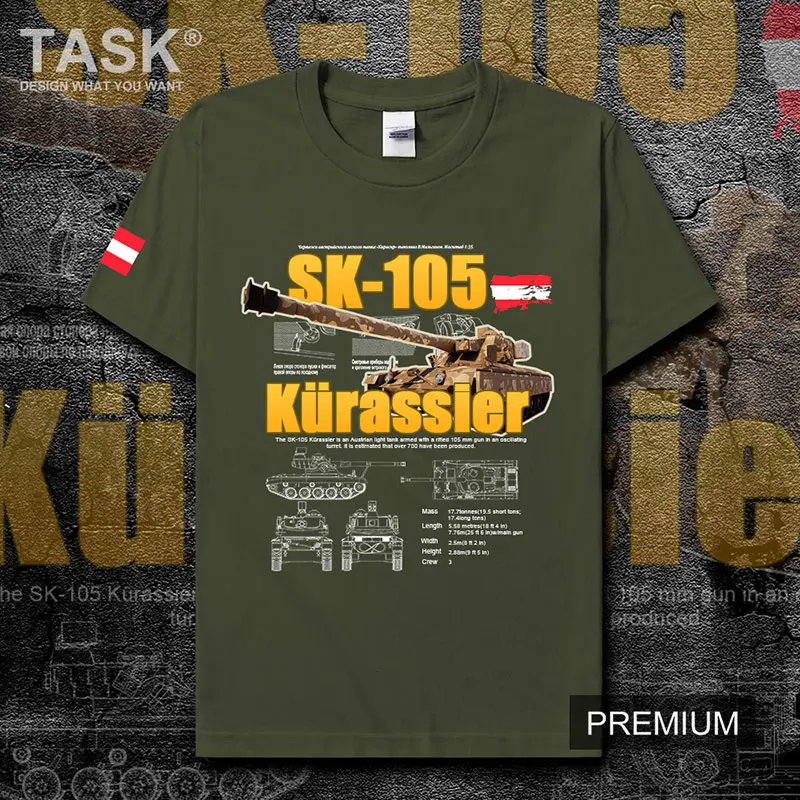 Austrian Army Sk-105 Light Tank Printed T-Shirt Patriotic Military Fans Summer Cotton Short Sleeve O-Neck Mens T Shirt New S-3XL