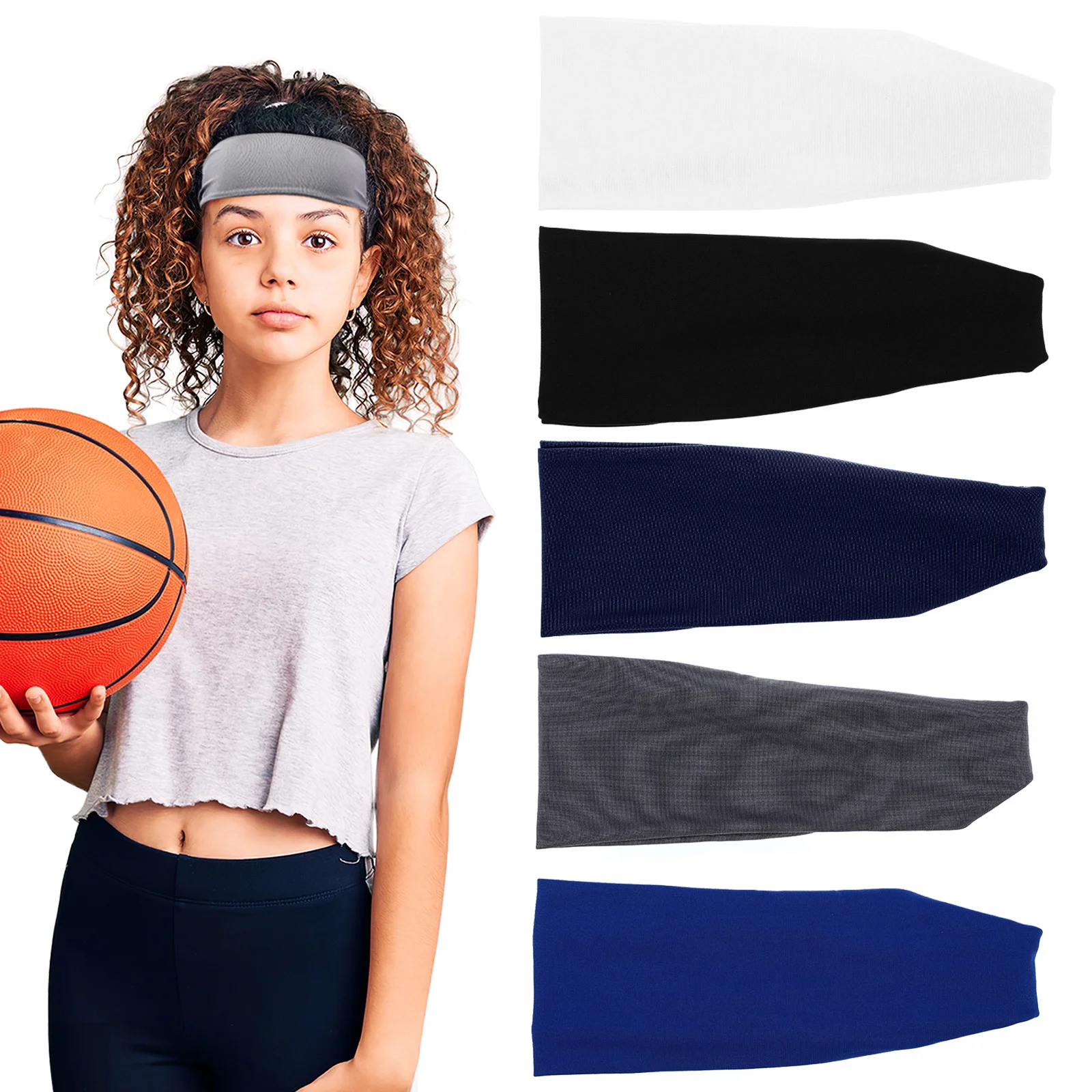

6Pcs Headbands Moisture Wicking Wide Fit Elastic Headbands for Sports Sweatbands Football Practice Gear