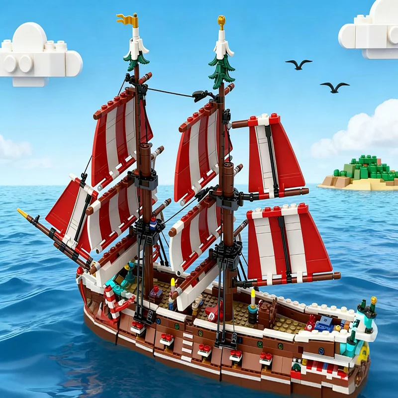 2480 pièces Briques de construction TheGingerbread Brig Spécial Fêtes MOC Personnalisable Modulaire Jouet DIY Cadeau de Noël