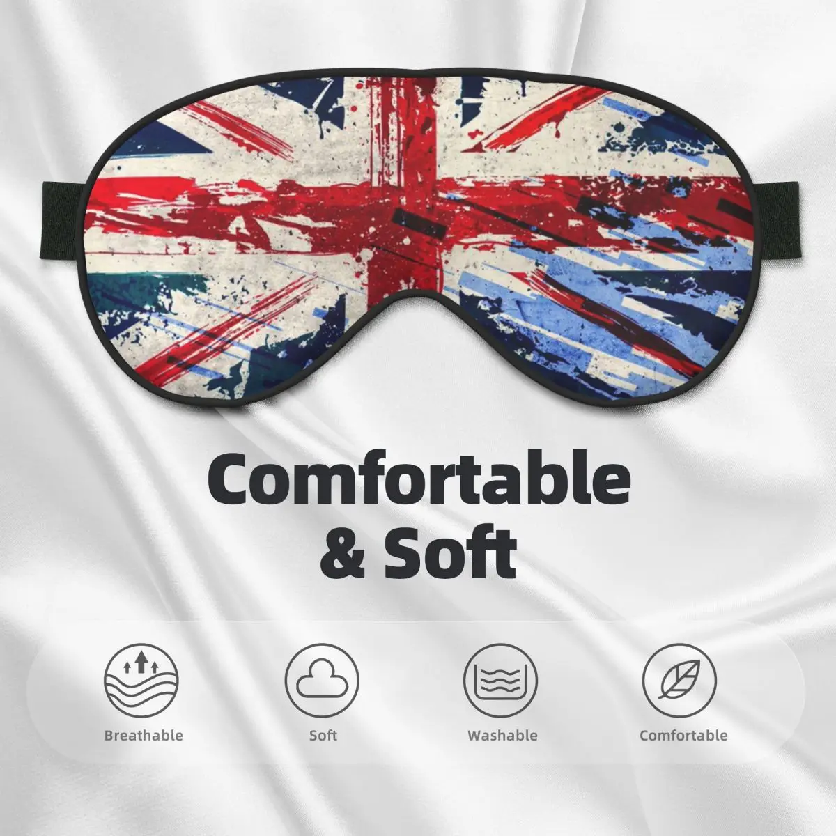 العلم البريطاني أقنعة العين الناعمة اثنين الجانب الاتحاد جاك المملكة المتحدة المملكة المتحدة فخور الغمامة للمنزل الإبداعية كتلة خارج ضوء لصقة عين