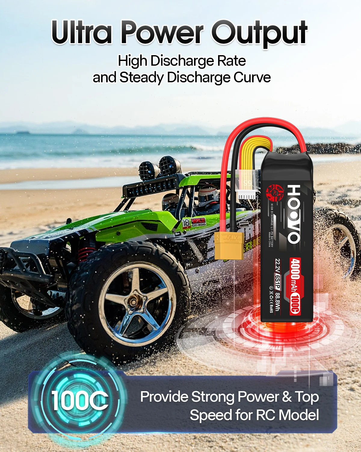 HOOVO LiPo Battery 2Pcs 6S, 22.2V 1300mAh 3300mAh 4000mAh 4500mAh 100C 120C with XT60 XT90 EC5 Plug for RC Airplane Helicopter - Image 4