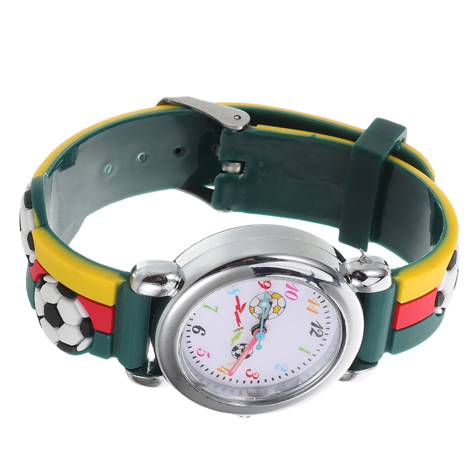 

Cartoon Soccer Themed Kids Watch 3D Design Soft Silicone Band Quartz Accuracy Easy Read Dial Learning Time Tool for Elementary