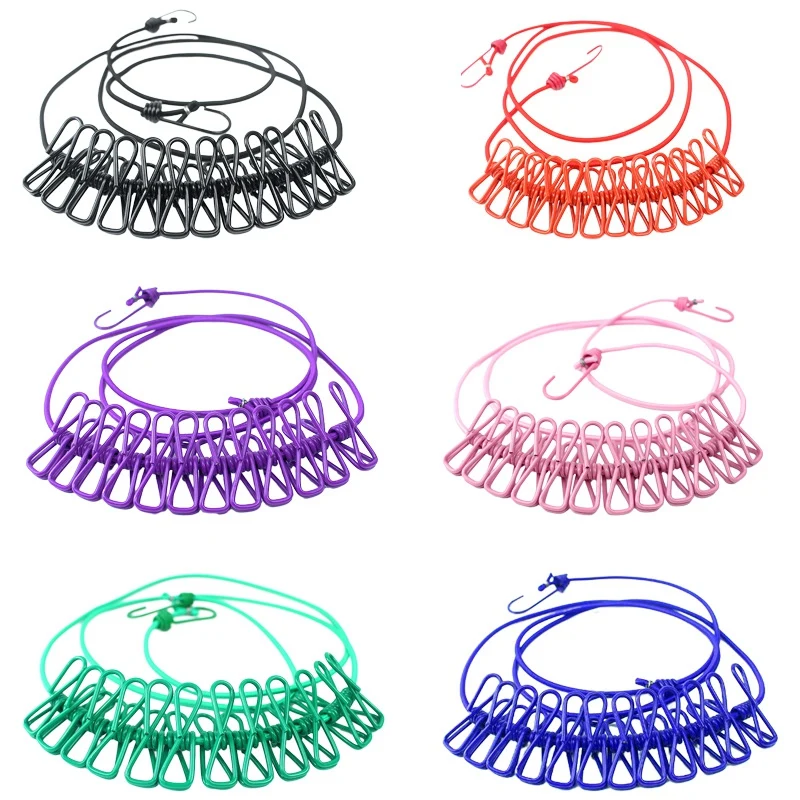 Выдвижная веревка для сушки одежды с 12 зажимами