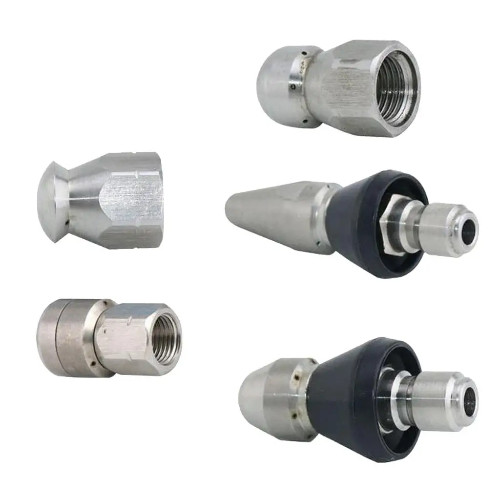 Sewer Jetter Nozzle 1/4 Inch Stainless Steel High Pressure Sprayer Water Hose Nozzle for Pipe Cleaning Application