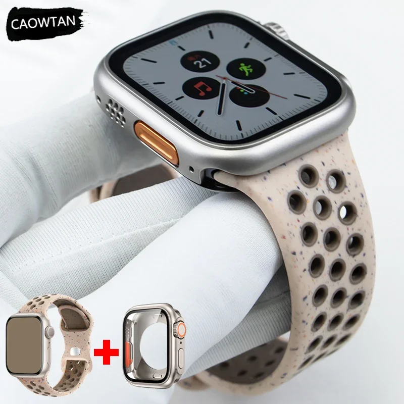 

Full Coverage Case+Strap for Apple Watch Band 9 8 7 6 SE 5 44mm 41mm 40mm 45mm Change To Ultra 2 49mm Protective Cover Bracelet