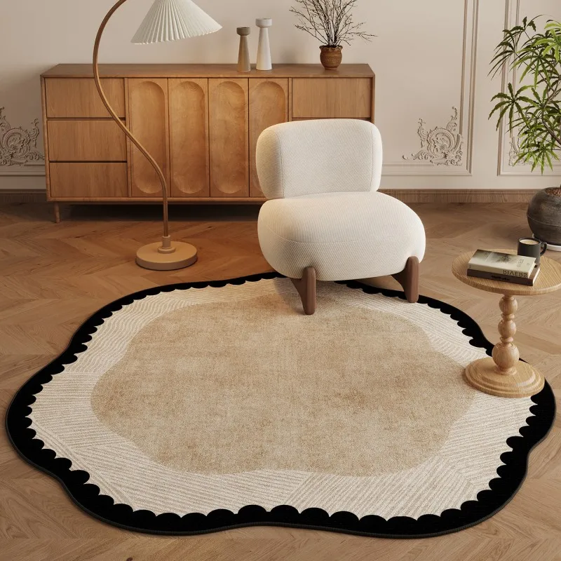 VIKAMA Elegant Simple Round Rug Soft Cozy Non-Slip Washable Floor Mat Modern Decor for Living Room Balcony Bedroom Hallway