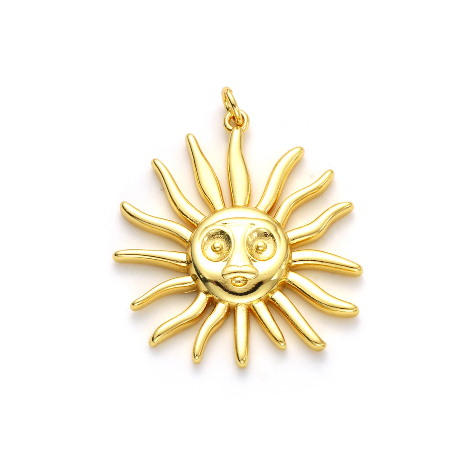1 Piece Classic Brass Galaxy Pendants For Jewelry Making 18K Real Gold Plated Sun Smile Pendant DIY Findings 3.6cm x 3cm