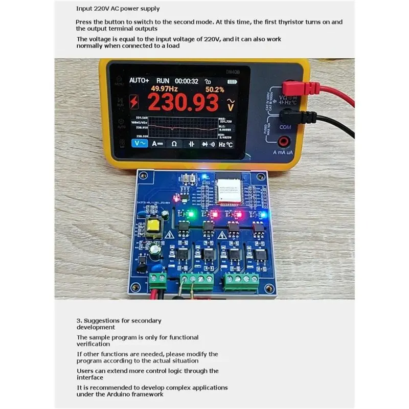 abqu-クアッドチャンネル-bt137s-サイリスタスイッチ出力モジュール開発ボード、arduino用、ac-220v対応。