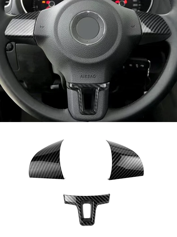 Housse de volant en Fiber de carbone ABS, garniture de protection pour VW Golf 6 MK6 Passat B7 CC Jetta Bora Polo Tiguan Caddy Touran Sharan