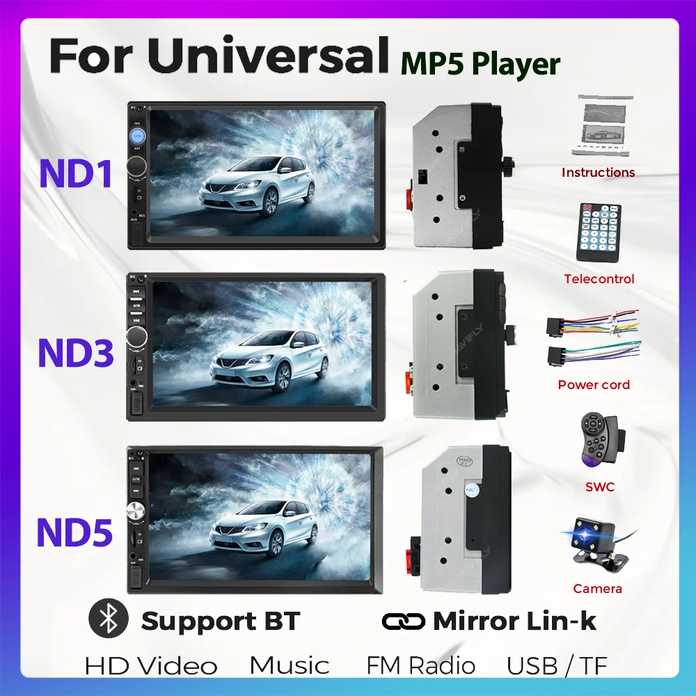 2 din Car Radio MP5 Player 7 Inch HD Touch Screen Car Intelligent System Multimedia Player For Universal Support CAM SWC AUX-In 