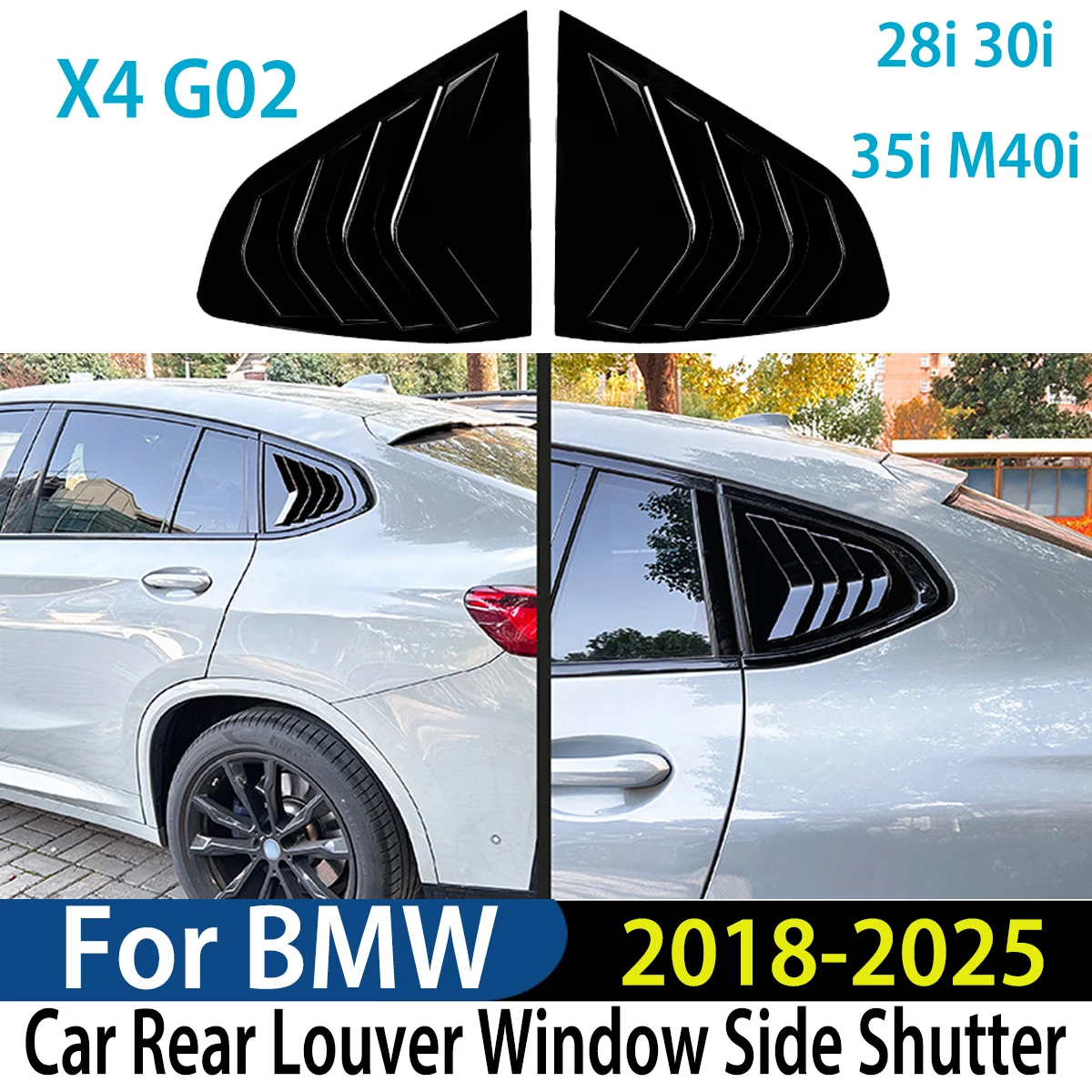 

Car Rear Louver Window Side Shutter For BMW X4 G02 28i 30i 35i M40i 2018-2025 Trim Cover Sticker Body Kit Modification Exterior