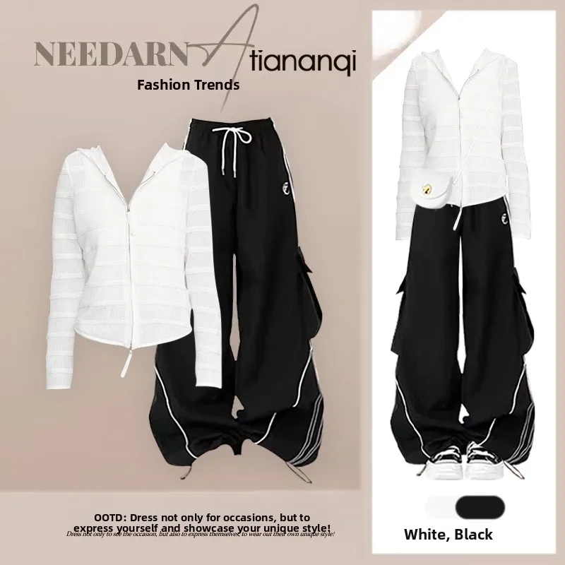 Spring 2026 Women's Knitted Stripe Wide Leg Pants Set Korean Sle Anti-Aging Two-Piece Suit Casual Faion Ensemble