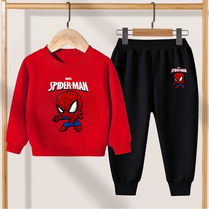 Anime Spiderman Children's Clothing Sets Spring Autumn Boys Breathable Hoodies and Pants Two Piece Suit Disney Kids Sweatsuit