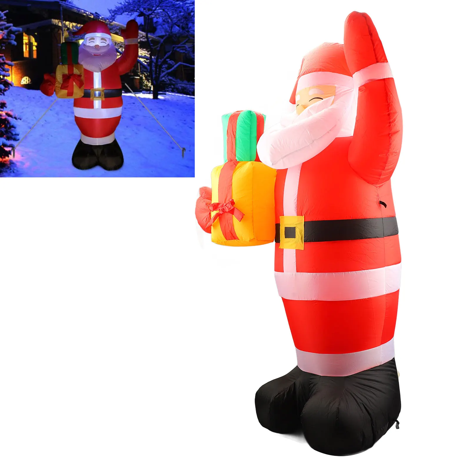 

4.92ft Inflatable Outdoor Santa Decoration with Built in LEDs for Holiday Yard Garden Blow Up Standing Santa