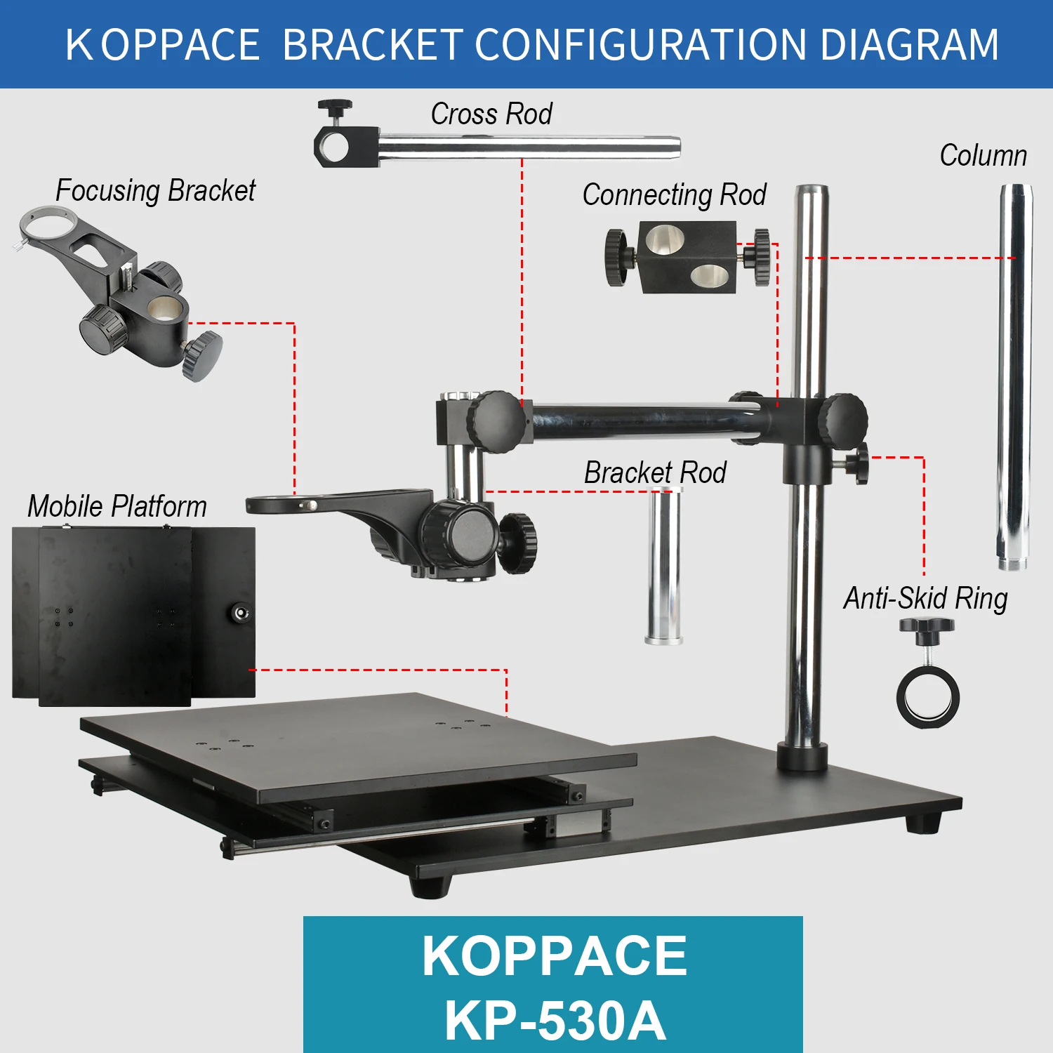 Универсальный регулировочный кронштейн для микроскопа KOPPACE, платформа для микроскопа XY, диапазон движения 290mnmX238mm