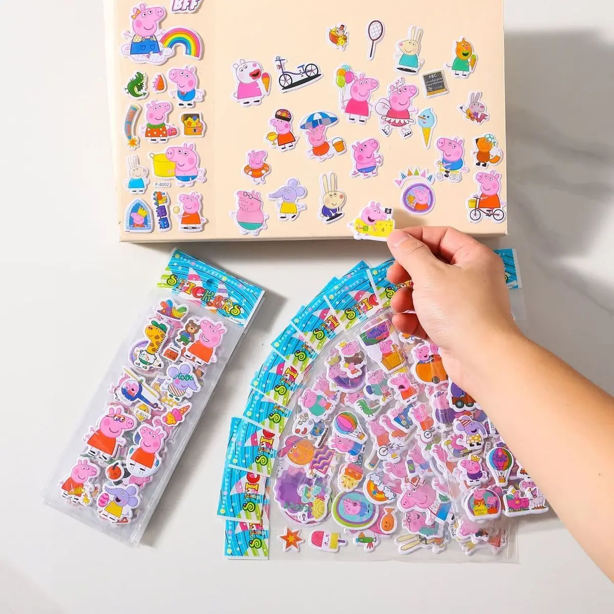 Peppa Pig stickers 3D three-dimensional stickers girls cartoon bubble stickers cute fun embossed wall stickers view 3