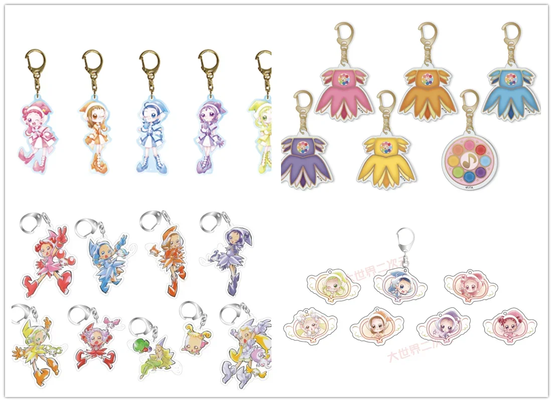 Anime Magical Ojamajo DoReMi Keychain Doll Senoo Aiko Harukaze Fujiwara Hazuki Asuka Momoko Acrylic Keyring Pendant for Gift