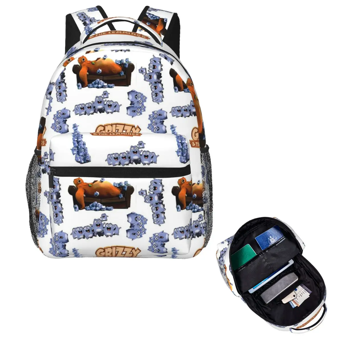 Animation Grizzy And The Lemmings Cartoon Anime Student Backpack Hiking Travel for Men Women Fashion Bookbag Shoulder Bags
