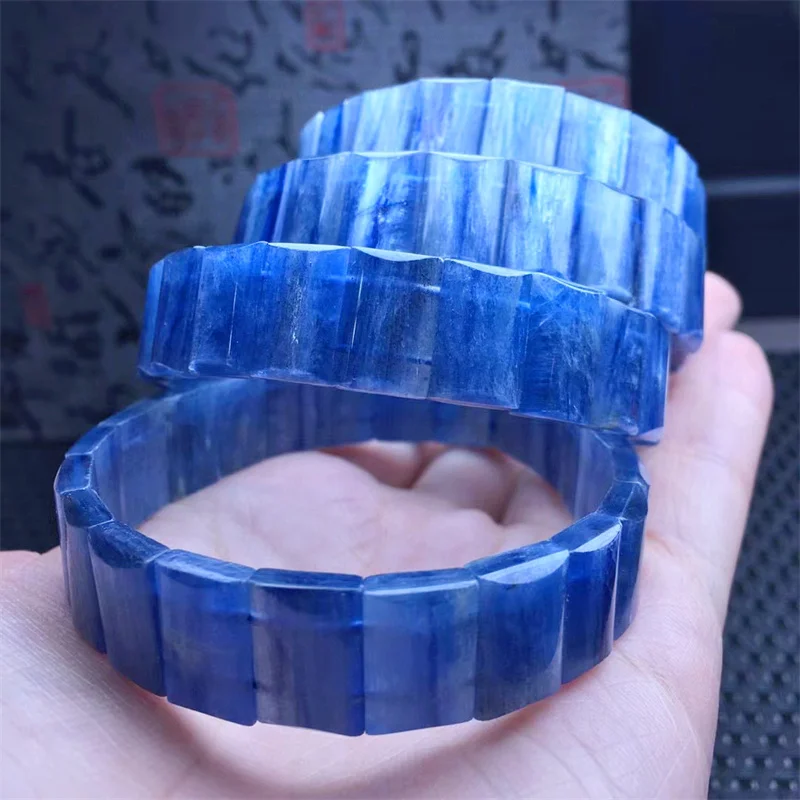 13.5MM Natural Kyanite Bangle Women Fashion Sweet Reiki Healing Energy Strand Bracelet Girls Jewelry Gift