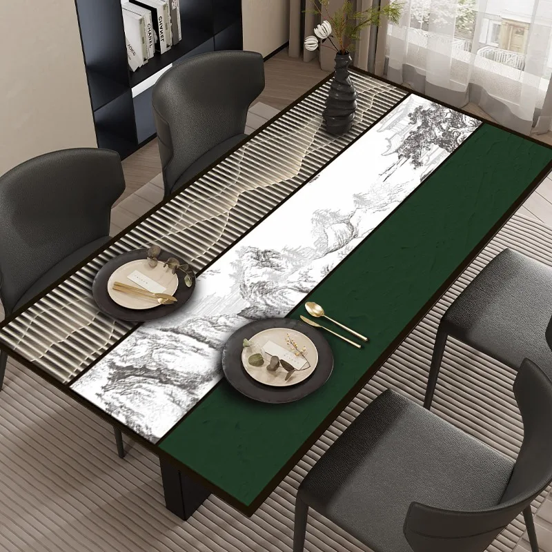 Tapis de table à manger en PVC imperméable, résistant à l'huile, anti-brûlure, polymères souples, lavage gratuit, facile à nettoyer, table basse, meuble TV, mode rétro