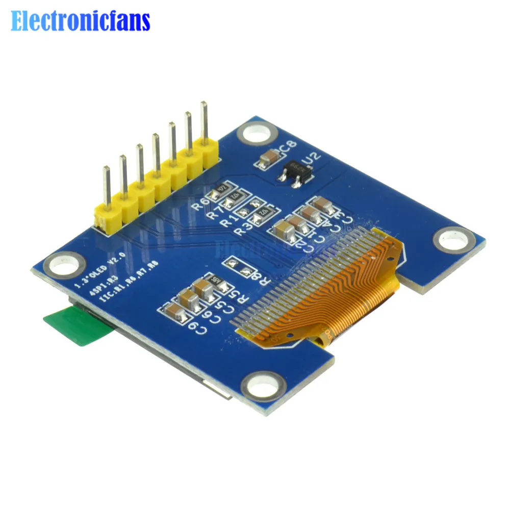 1.3 Inch 4 Pin 7 Pin LCD Display Module IIC I2C Interface 128x64 Resolution SSH1106 White Blue Screen Module 3.3-5V Power Supply