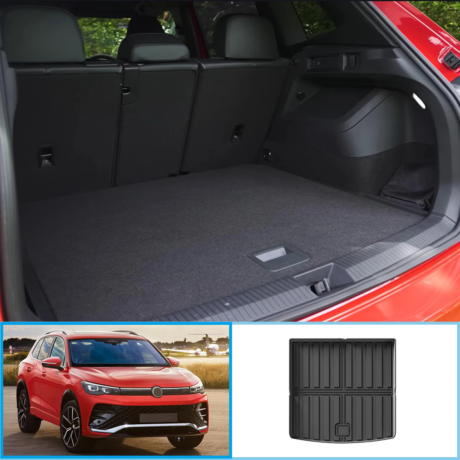 Car Floor Mats for VW Tiguan 2024 2025 Trunk Backrest Pad TPE