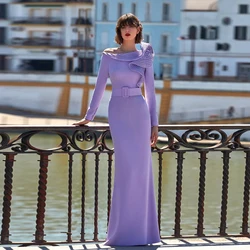 Simple One Shoulder Mother of the Bride Dresses O Neck Long Sleeve Customized Wedding Party Gowns Flower Mermaid فساتين السهرة