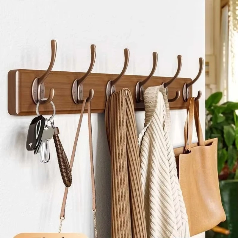 

Retro Classics Solid Wood Hangers Umbrella Towel Clothes Hooks Multifunctional Wall Rack Kitchen Bathroom Bedroom Goods Storage