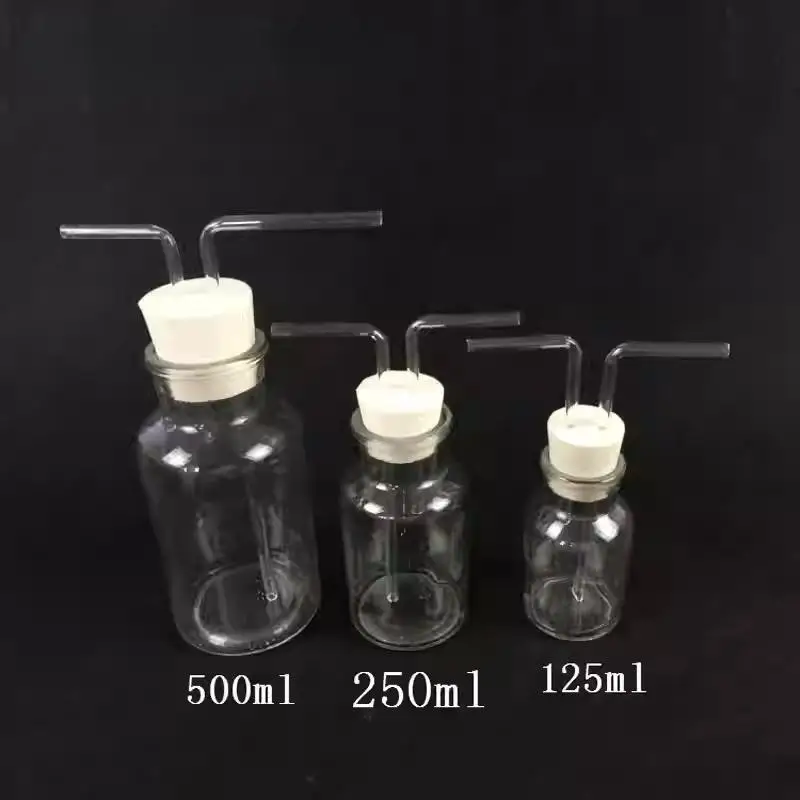 Botella colectora de aire transparente, dispositivo de lavado de Gas, cilindro de limpieza química, equipo labratorio, 125ml a 2500ml, 1 Juego