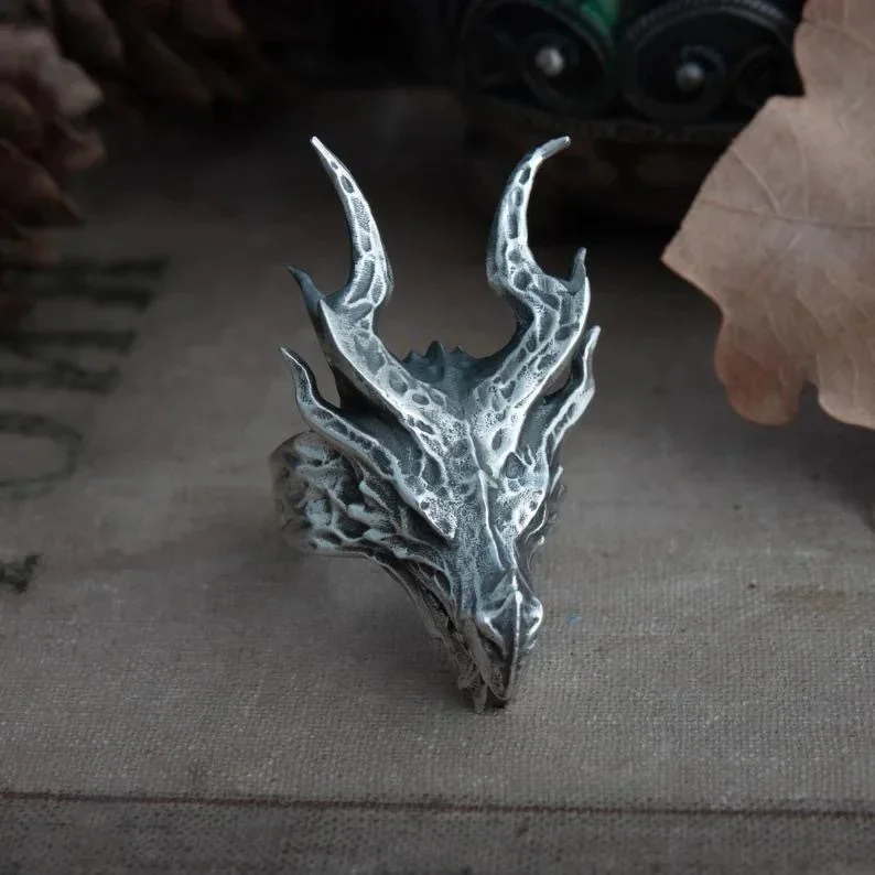 Monster Hunter World Game with the Same Ring Magic Dragon Leading Bone Ring American Punk Style Handsome Personality