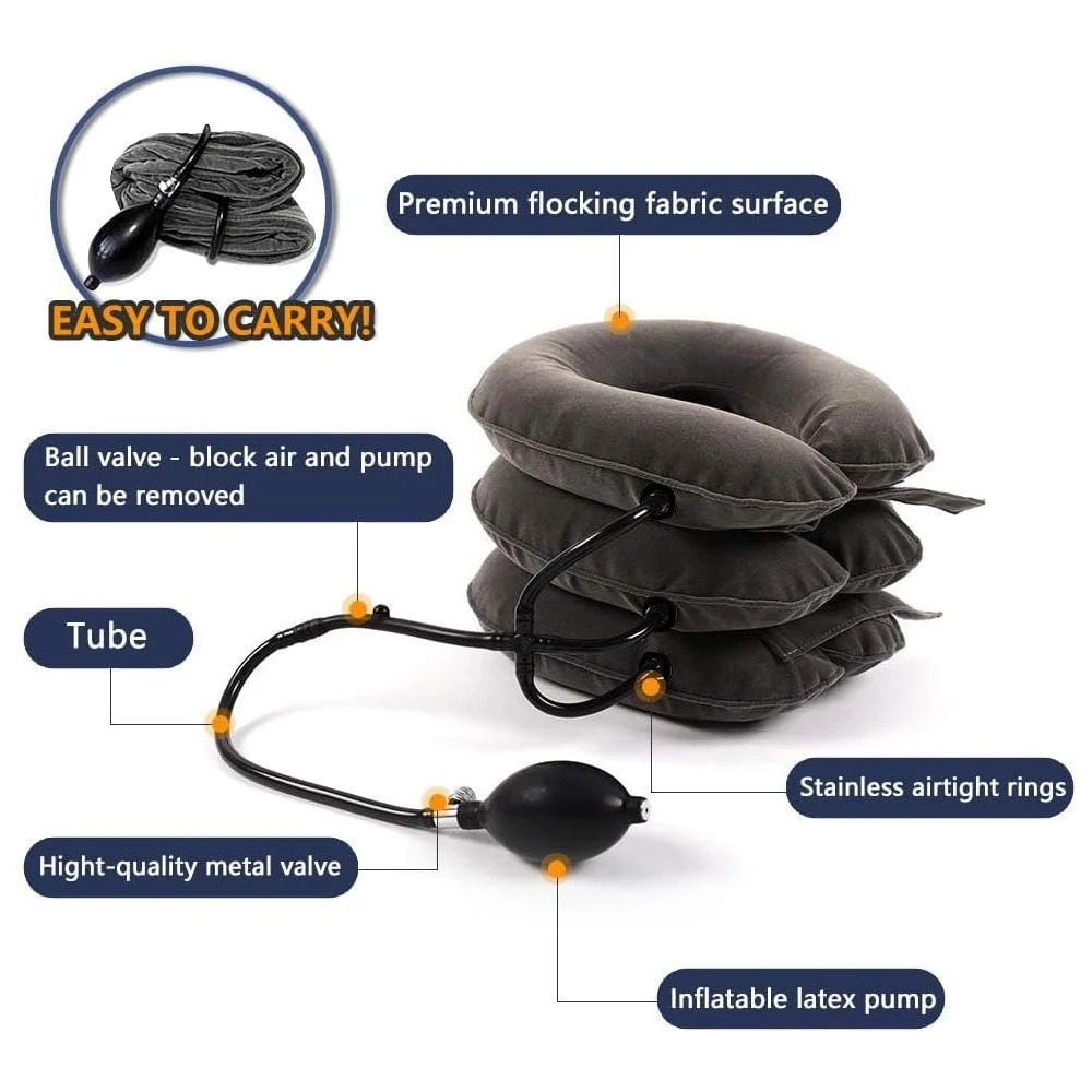 Dispositivo di trazione cervicale per barella per il collo Trattamento del dolore domestico, collare gonfiabile per decompressione della colonna vertebrale Sollievo dalle infortuni per la tensione muscolare