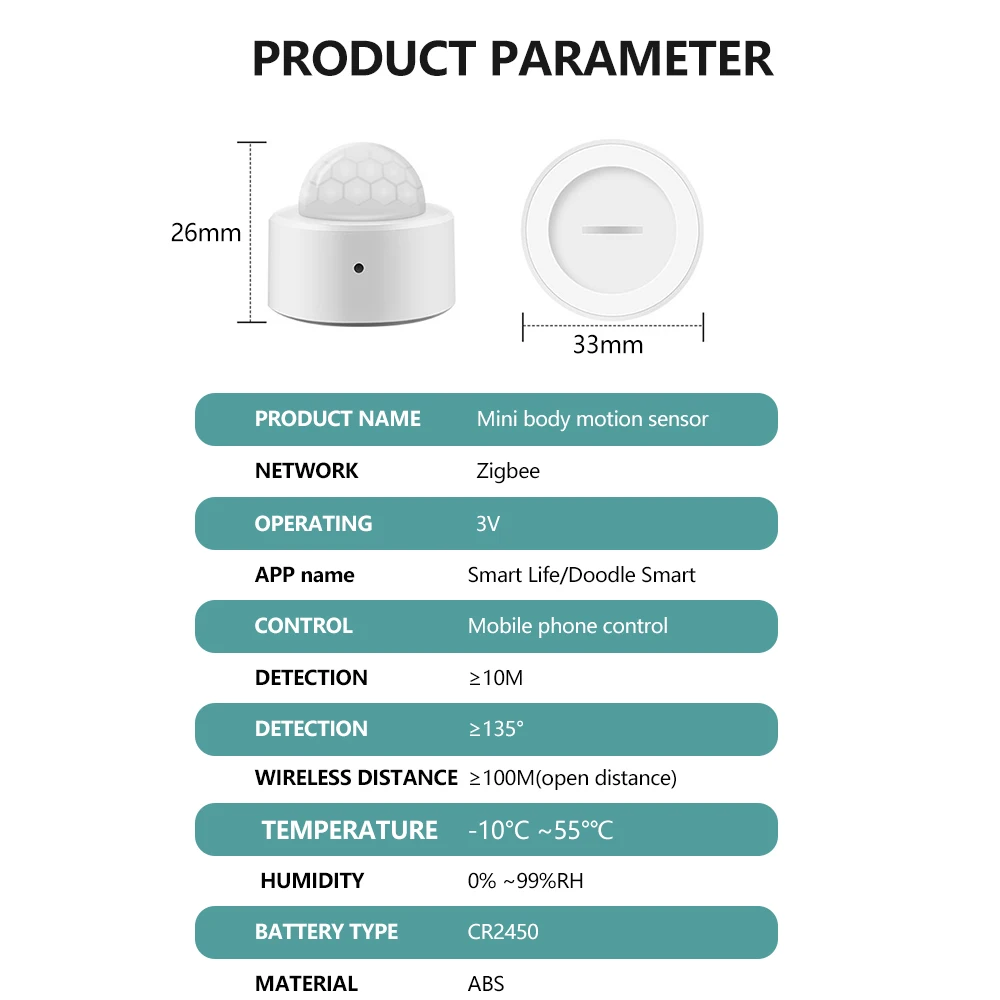 Tuya Zigbee 2 in 1 sensore di luminosità del rilevatore di movimento PIR interruttore del sensore di allarme antifurto di sicurezza Wireless intelligente