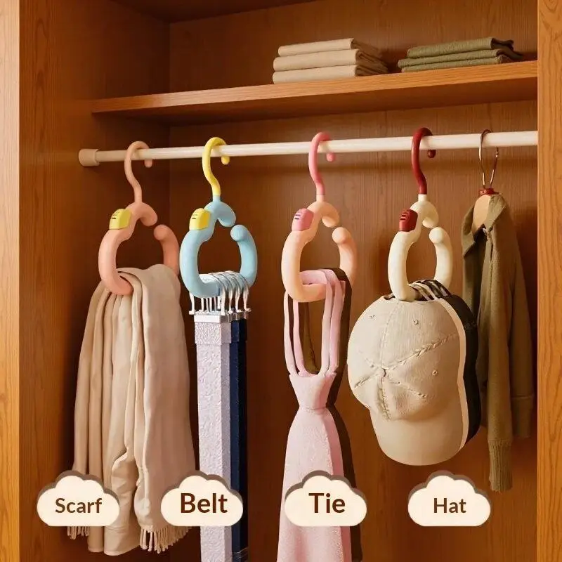 Rotatable Hat Storage Clothes Hanger Multi-Function Hook Home Use Plastic Coat Hanger Adult Closet Storage Cloud Shaped Hooks