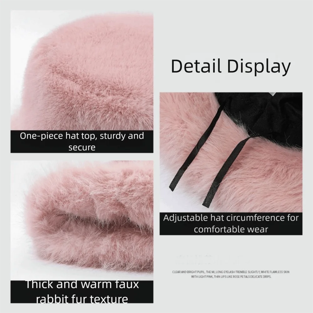 Personality Fluffy Hat Artificial Fur Hat Imitation Fur Warm Plush Bucket Hat Thickened All-match Winter Cap Outdoor