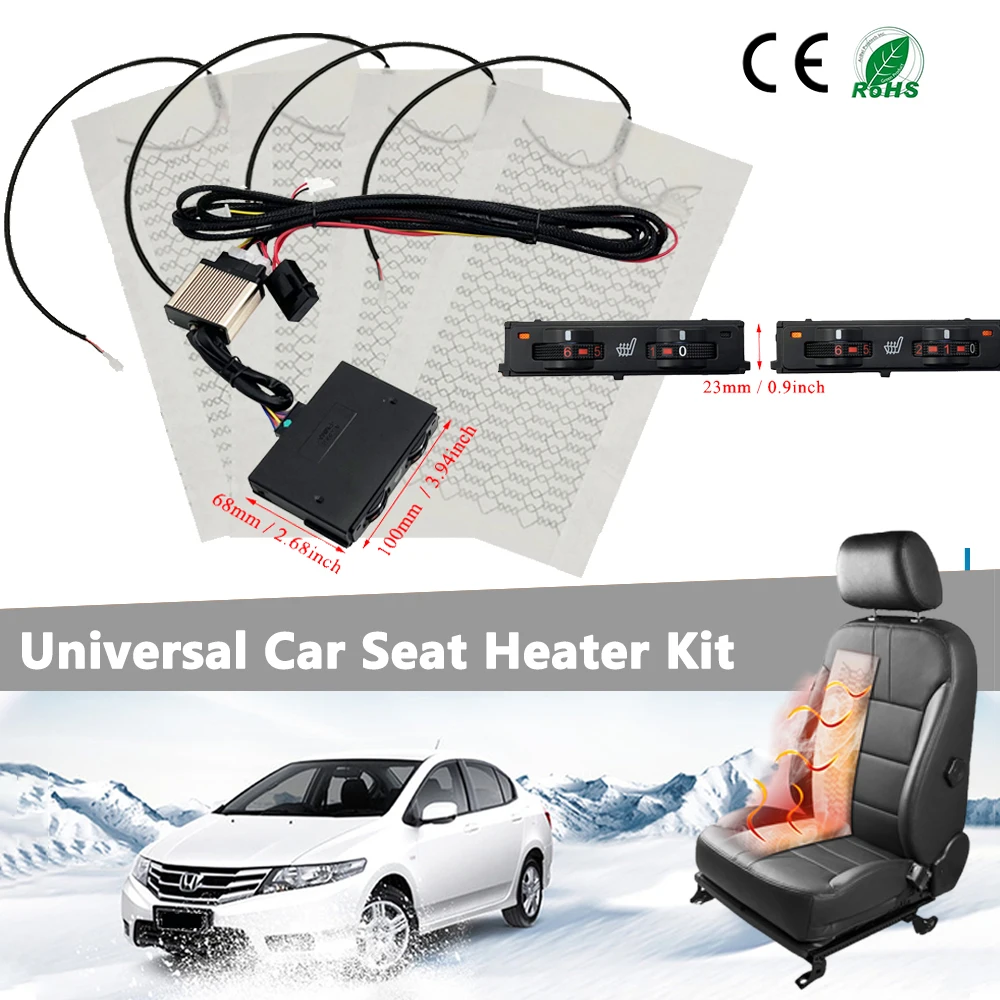 New Built-in Car Seat Heater Kit Fit 2 Seats 12V 27W Heating Pads 6-Levels Dual Control Switch System For Toyota Prado 2018-2023