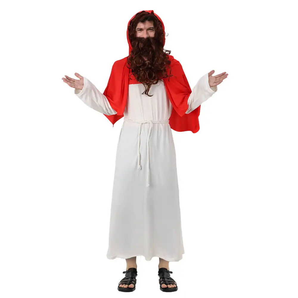 

Men's Saint Costume Biblical Religious Robe Scarf Shawl Wig Halloween Party Outfits Fancy Dress