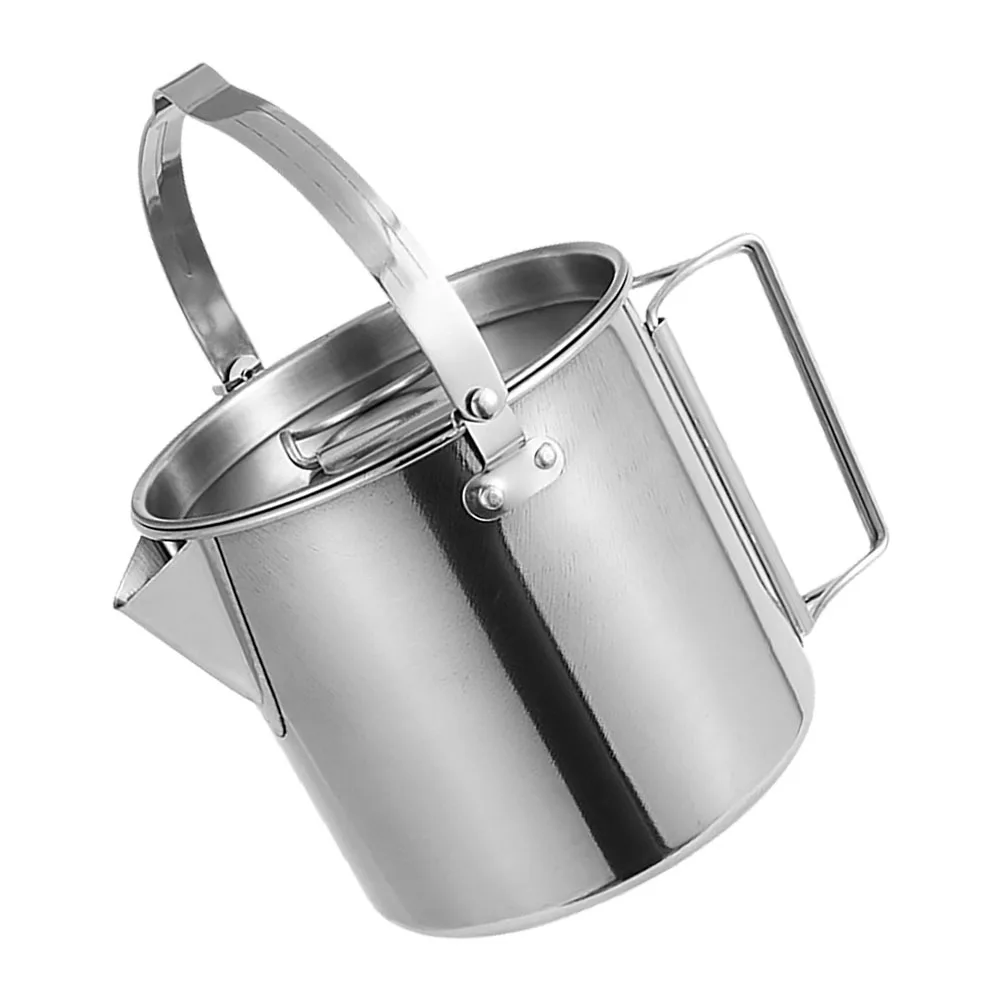 

Stainless Steel Camping Kettle Portable Lightweight Outdoor Tea Kettle 1.2L Fast Heating Coffee Pot Travel Water Boiler