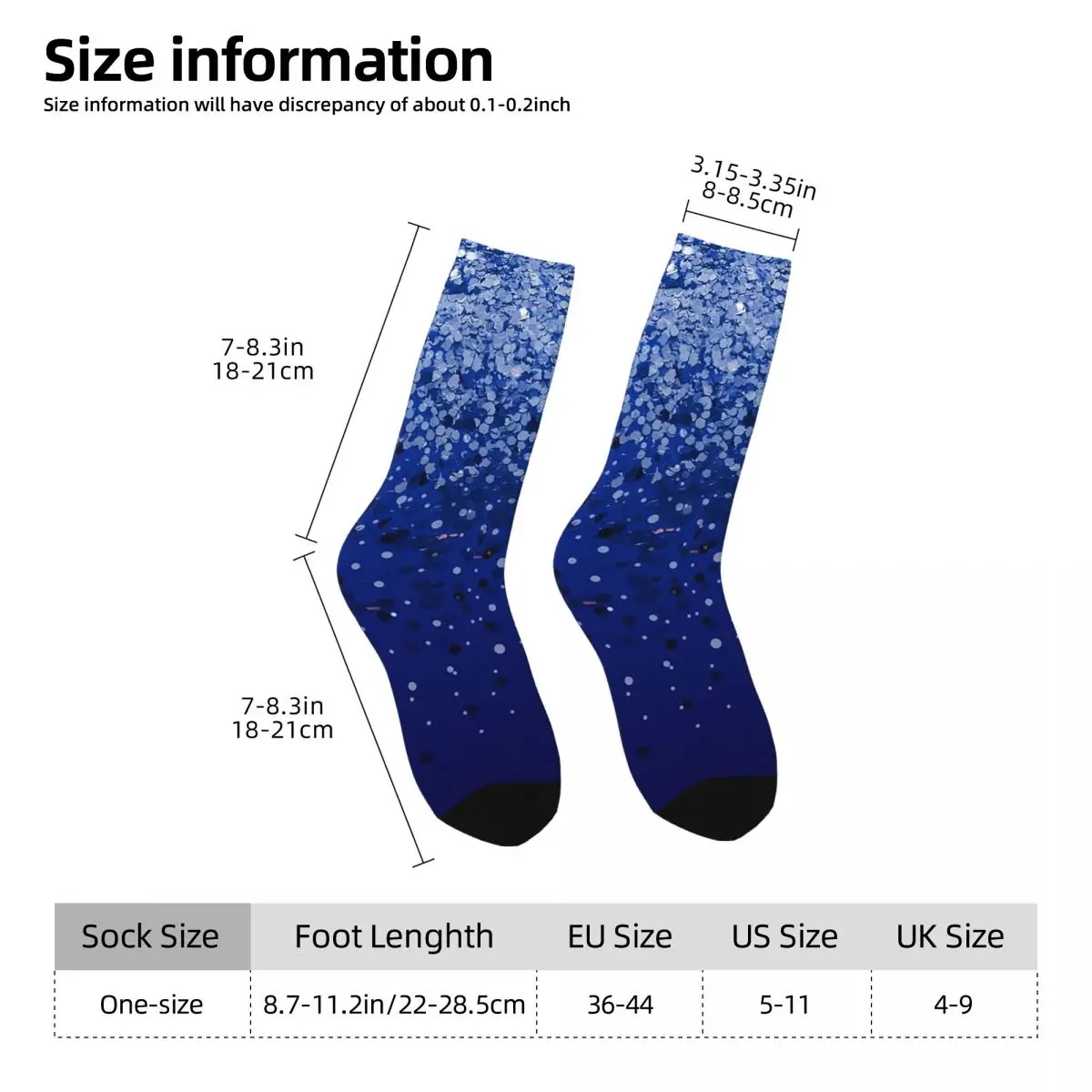 Blue Glitter Gradient Socks Harajuku Super Soft Stockings All Season Long Socks Accessories for Unisex Birthday Present