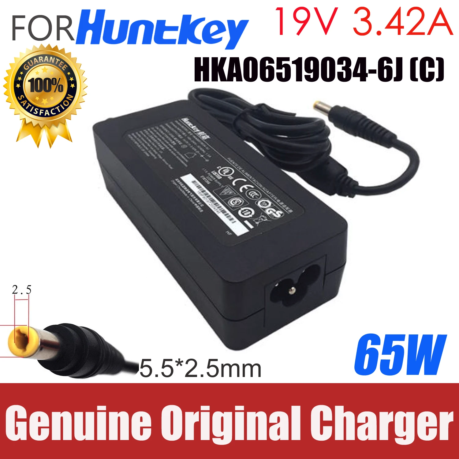 

Genuine Huntkey 19V 3.42A 5.5*2.5mm AC Adapter Charger HKA06519034-6J HKA06519034-6C HKA06519034-6K 65W Monitor Power Supply