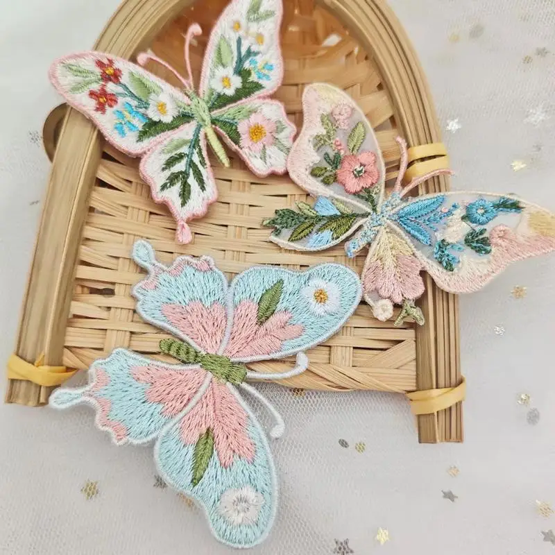 1 Stück Stickerei-Aufbügel-Patches, Stickerei-Design, Wärmeübertragung, Schmetterlings-Patches zum Aufbügeln, einfach anzubringen, Blumen-Patches – Detail 7