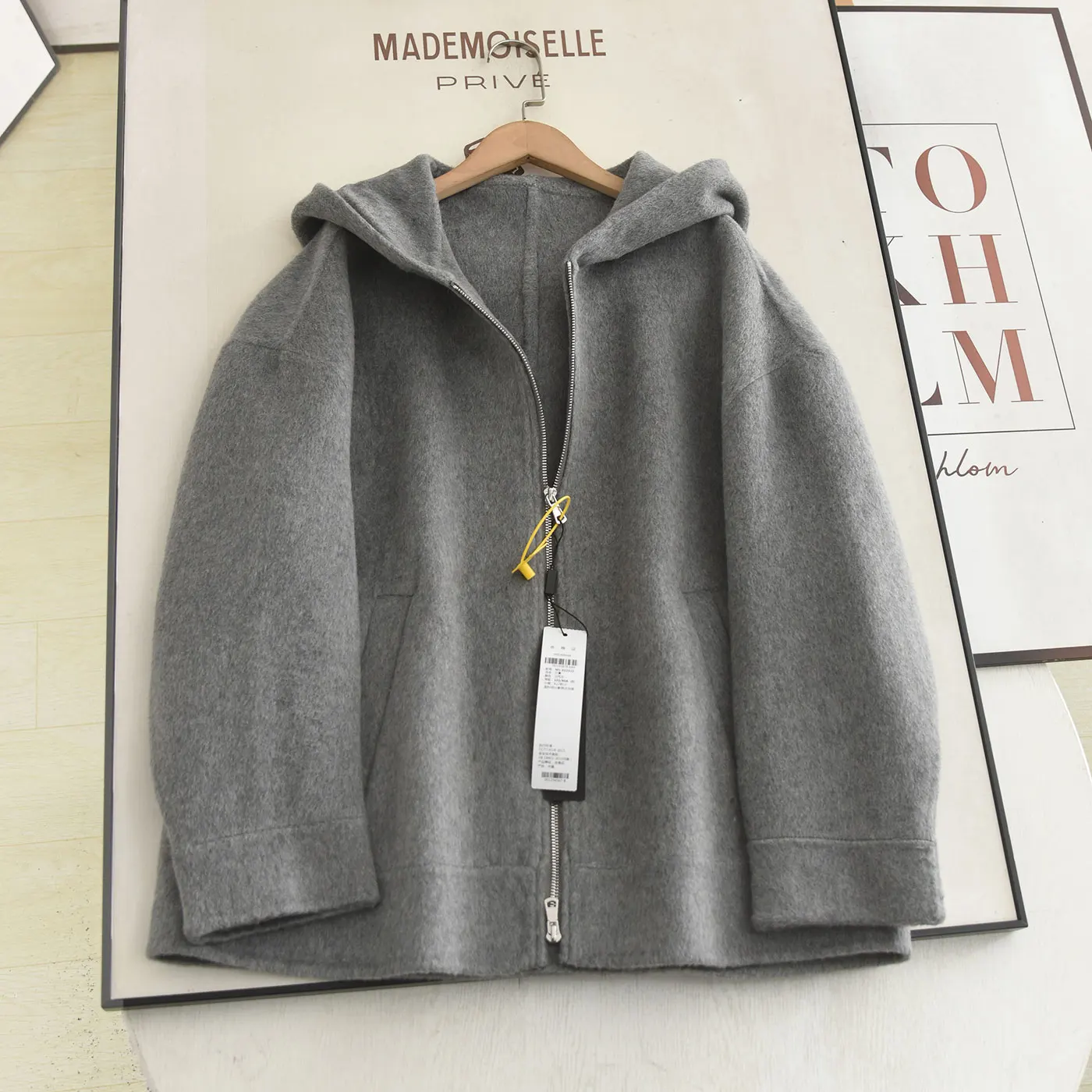 

Зимнее пальто-куртка Xiao Ai 2025: новая коллекция, с капюшоном, повседневное, свободного кроя, стройнящее, двустороннее, шерстяное, модная верхняя одежда