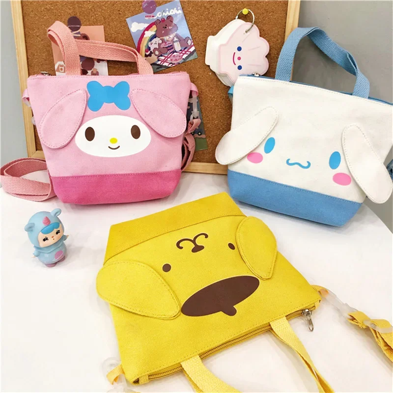 Sanrio Cinnamoroll-Bolso de hombro de dibujos animados Kuromi, bandolera Kawaii My Melody, mochila bonita para estudiantes, regalos para niños, Juguetes