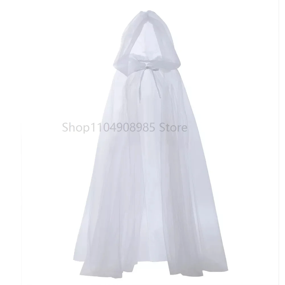 Gothic Punk Cloak Soft Tulle Capes Halloween Costume for Women Starry Stars Party Floor Length Cloak with Hood Cape view 5