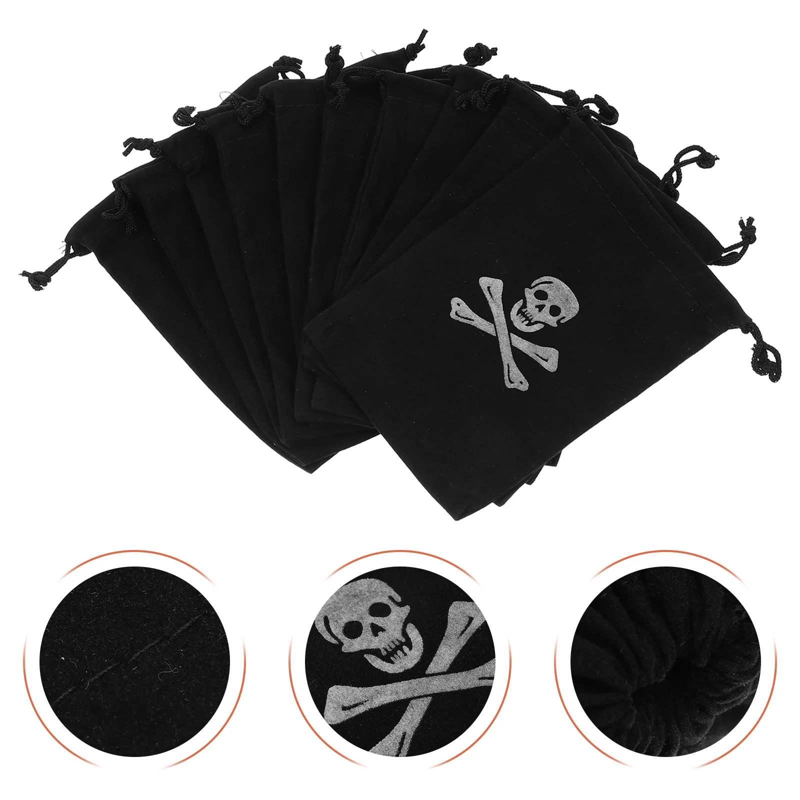 10 Pcs Sweets for Party Bags Pirate Drawstring Gift Container Halloween Candy Booty Prop Pouch Child